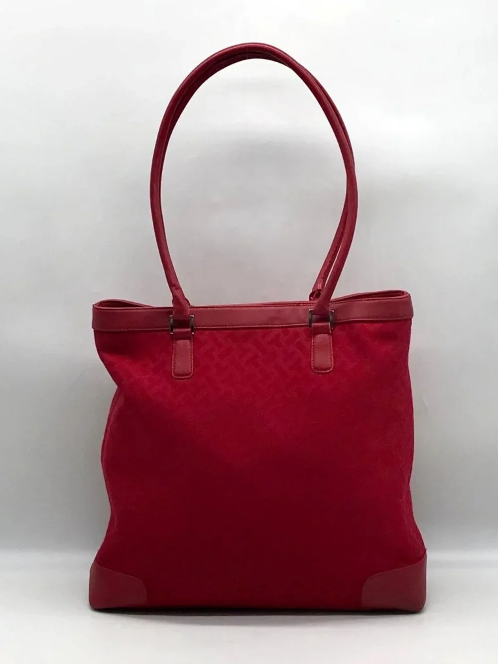 Talbots Red Monogram Canvas Tote Bag